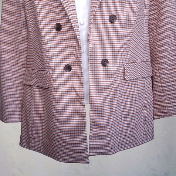 1. State Plaid Blazer Retro Twee Pattern Double Breasted Jacket Orange 22 W - Picture 7 of 13